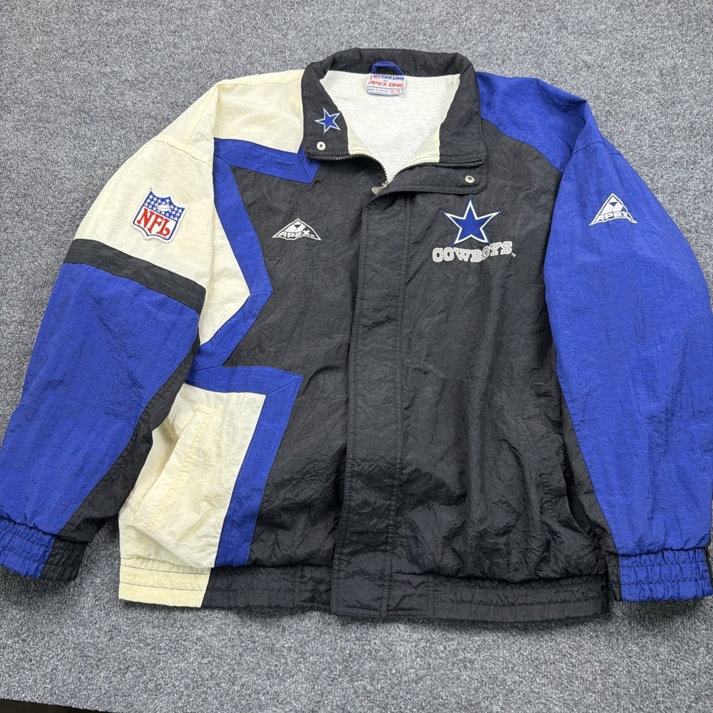 Vintage Dallas Cowboys Jacket Mens XL Blue Black NFL Football Apex One 90s